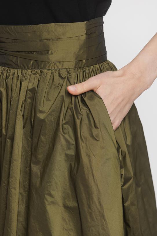 Koktajlowa oliwkowa spódnica z połyskującej tafty - 4