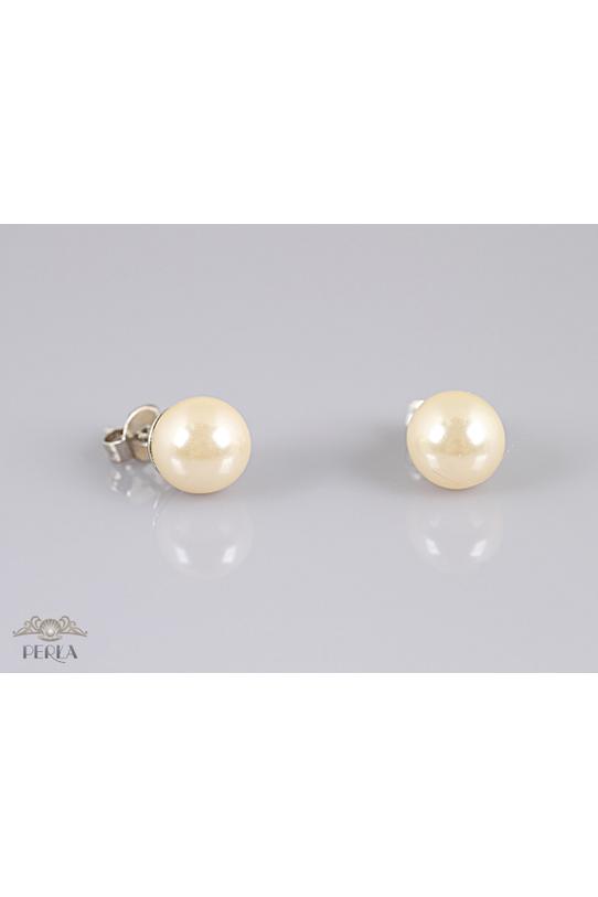 Wizualizacja Małe kolczyki z beżowej masy perłowej