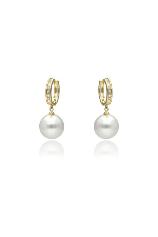 common:product-alt-prefix Gold hoop drop earrings with a large white pearl