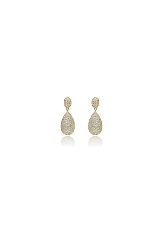 common:product-alt-prefix Gold teardrop-shaped drop earrings set with cubic zirconia
