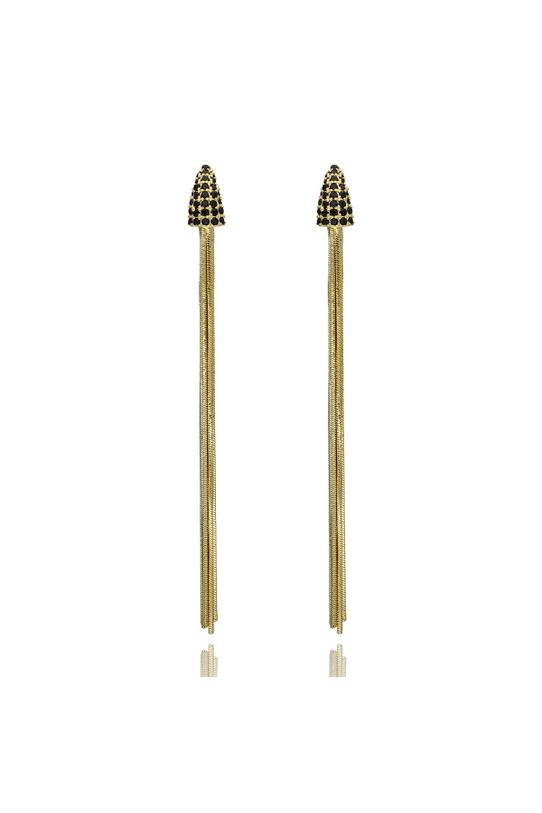 Wizualizacja Kolczyki z łańcuszkami i czarnymi cyrkoniami