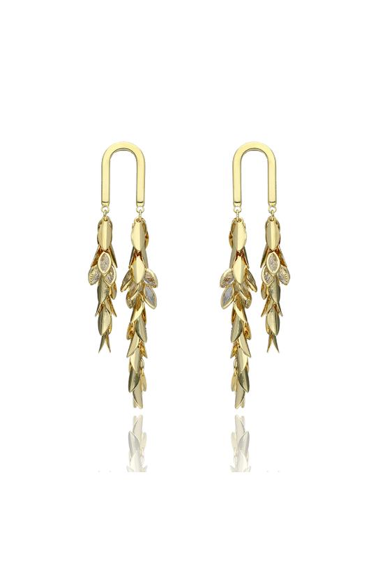 Wizualizacja Złote wyjściowe kolczyki z delikatnymi cyrkoniami