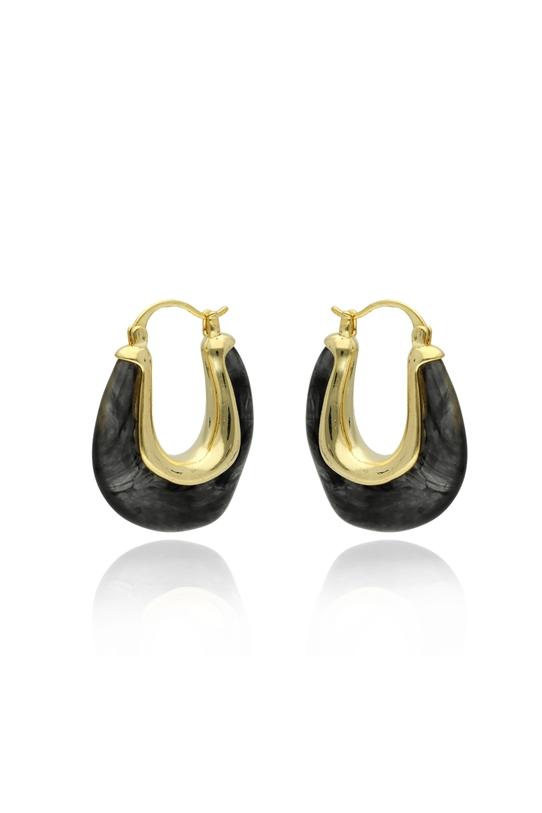 Wizualizacja Oryginalne czarne kolczyki z perłowej żywicy