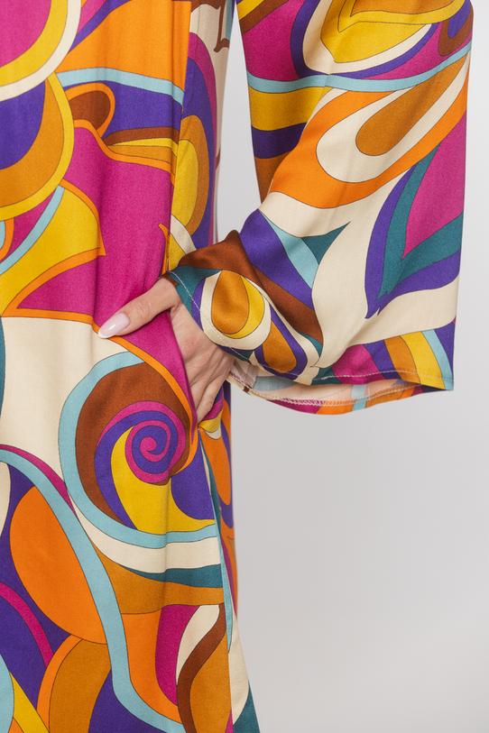 Kolorowa krótka sukienka z szerokim rękawem - 5