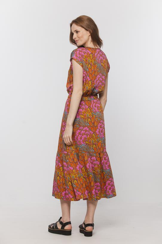 Kolorowa sukienka ze zwiewnej wiskozy z falbaną - 3