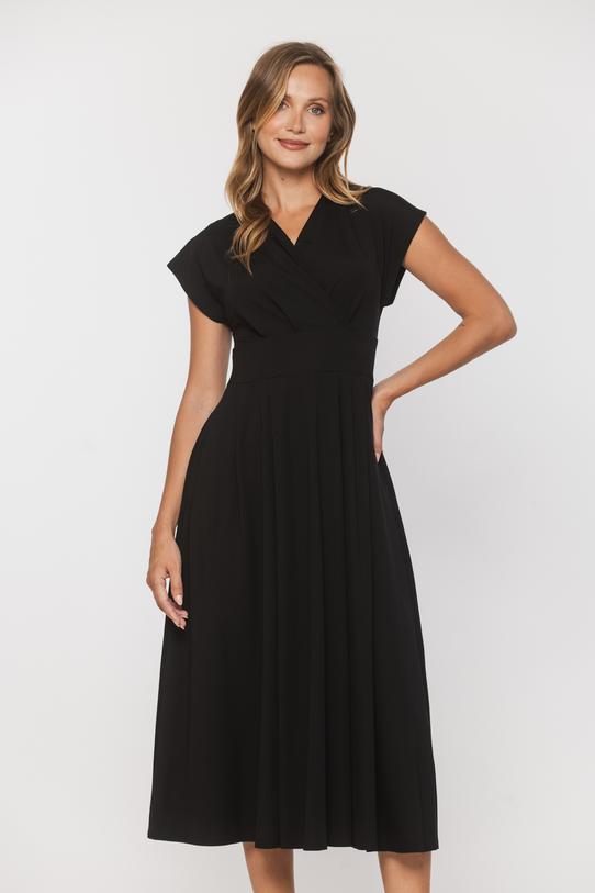 Black knitted midi wrap dress - 2