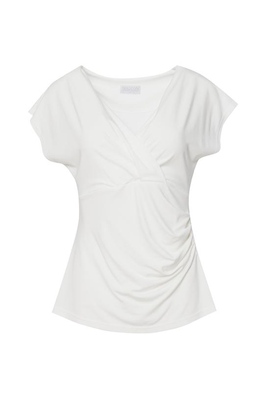 Kopertowa dzianinowa bluzka z marszczeniem - 1