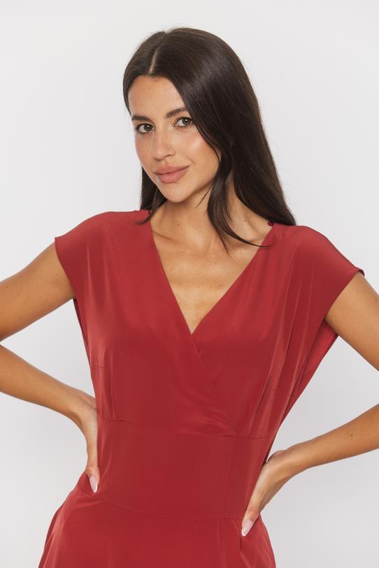 Carmine red wrap dress - 3