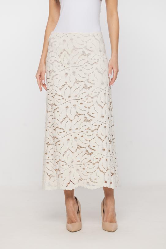 Koronkowa bawełniana spódnica w kolorze ecru - 2
