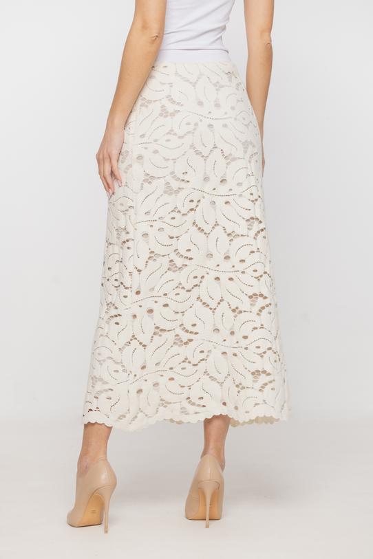 Koronkowa bawełniana spódnica w kolorze ecru - 3