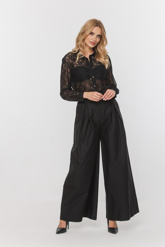 Wizualizacja Koronkowa koszula czarna o prostym i eleganckim fasonie