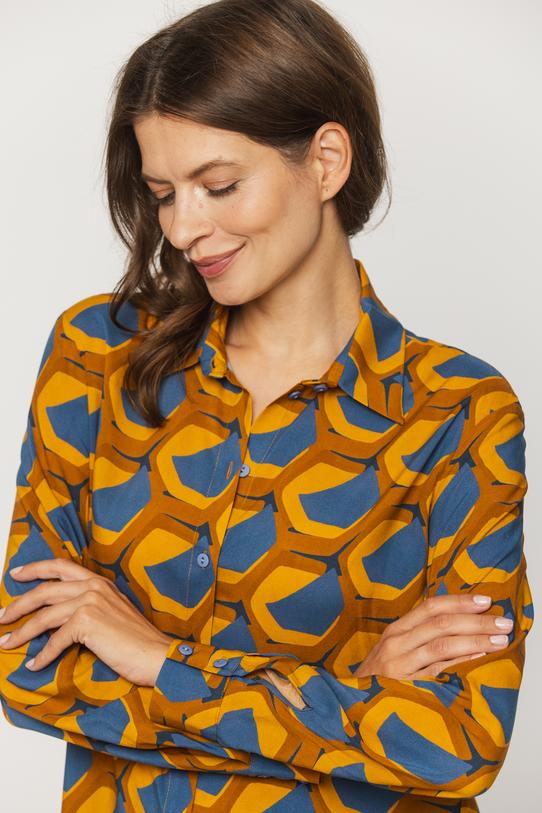 Koszula z tkaniny wiskozowej w kontrastowe wzory - 3