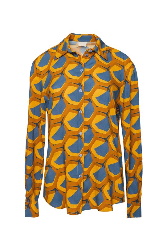 Koszula z tkaniny wiskozowej w kontrastowe wzory - 1