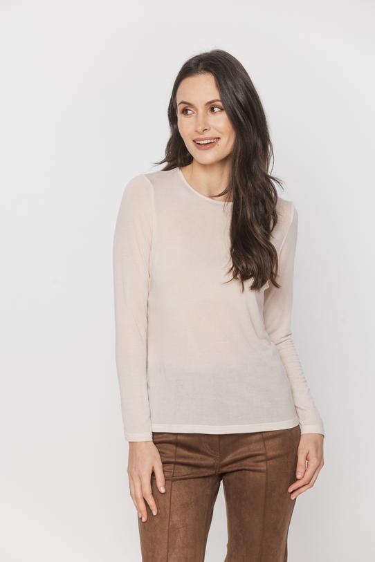 Kremowa bluzka z wełną w stylu basic - 2