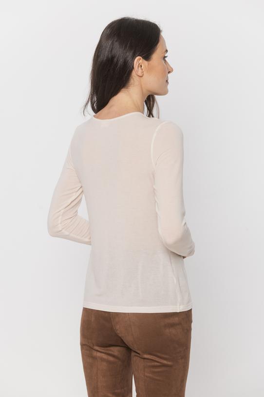 Kremowa bluzka z wełną w stylu basic - 4