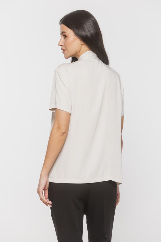 Kremowa wiskozowa bluzka ze stylowym wiązaniem - 3