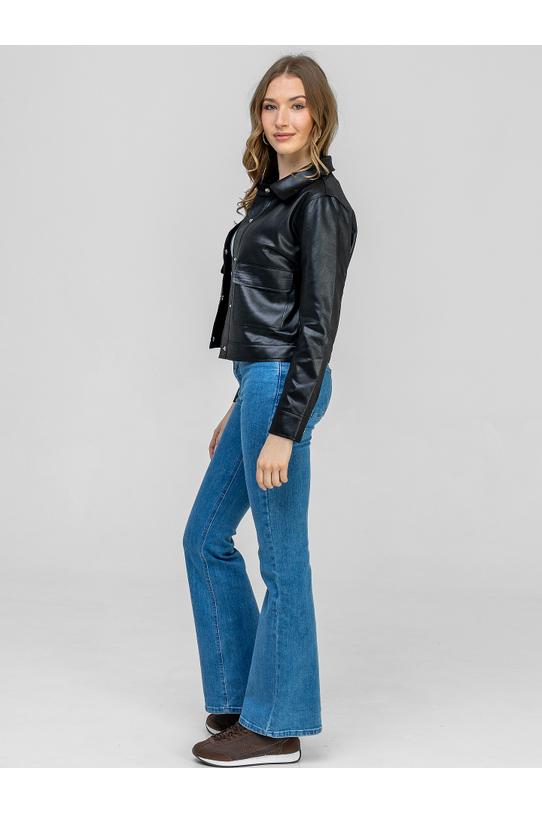 Krótka czarna kurteczka z naszywanymi dużymi kieszeniami - 2