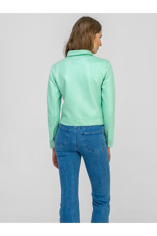 Krótka miętowa kurteczka z naszywanymi dużymi kieszeniami - 7