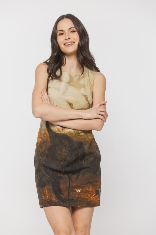 Krótka sukienka princeska z tkaniny bawełnianej - 2