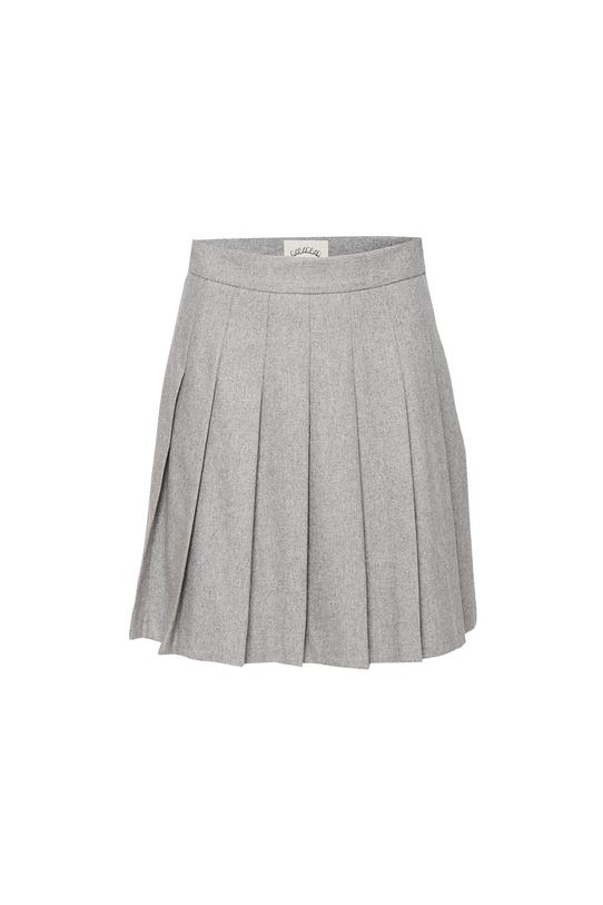Krótka szara wełniana spódnica z zakładkami - 1