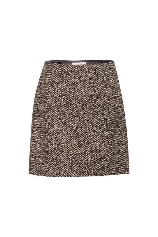 Krótka tweedowa spódnica z wełną i podszewką - 1