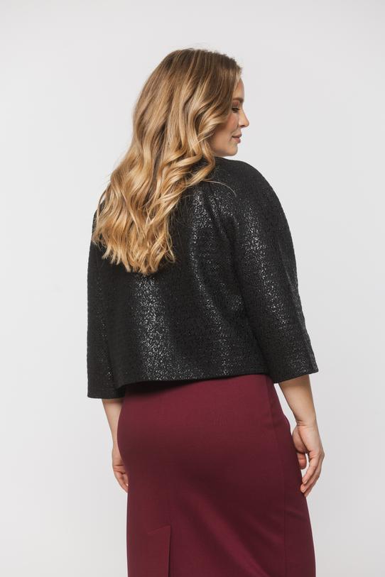 Krótki czarny żakiet z błyszczącą czarna nitką - 3