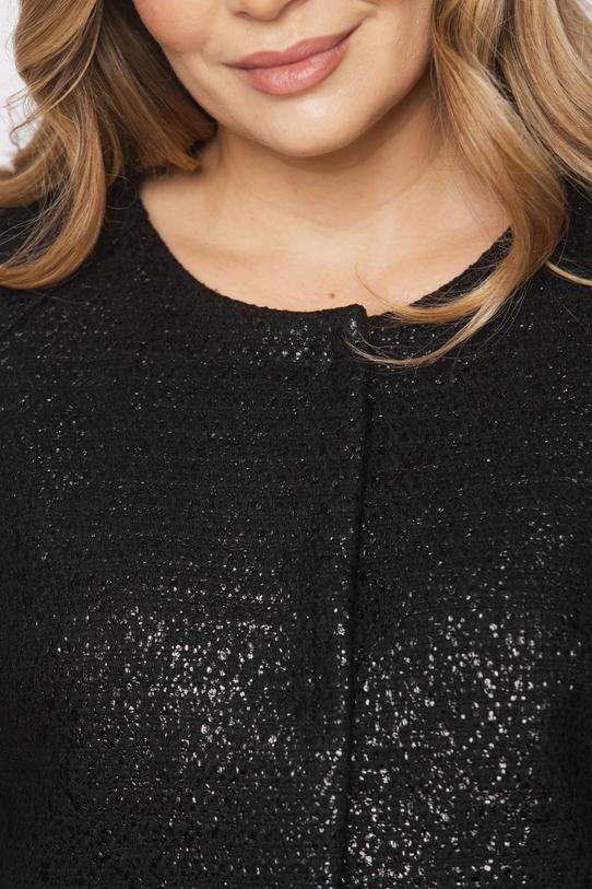 Krótki czarny żakiet z błyszczącą czarna nitką - 5