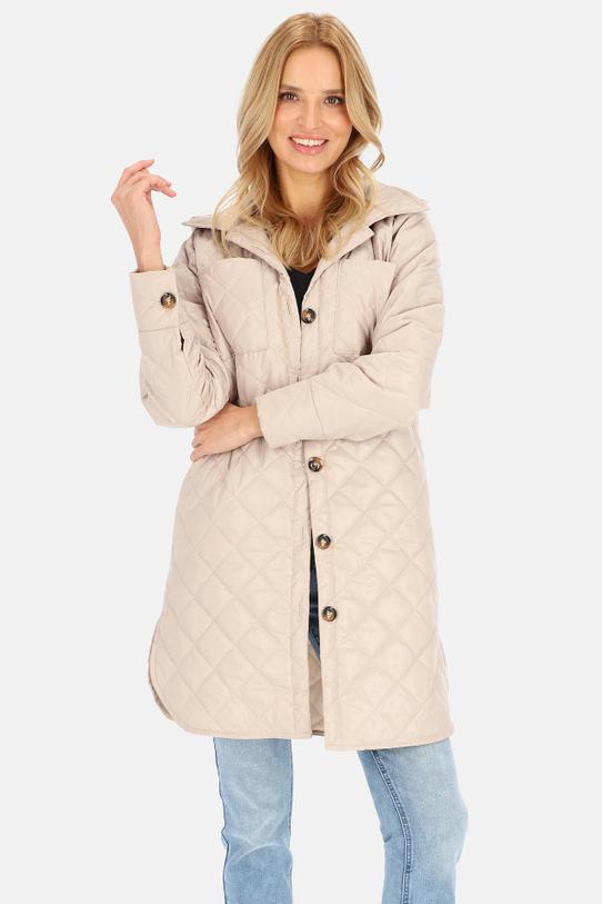 Lekka beżowa kurtka z odpinanym kapturem - 1