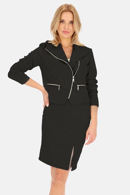 Czarna wiosenna kurtka z ekologicznego zamszu - 1