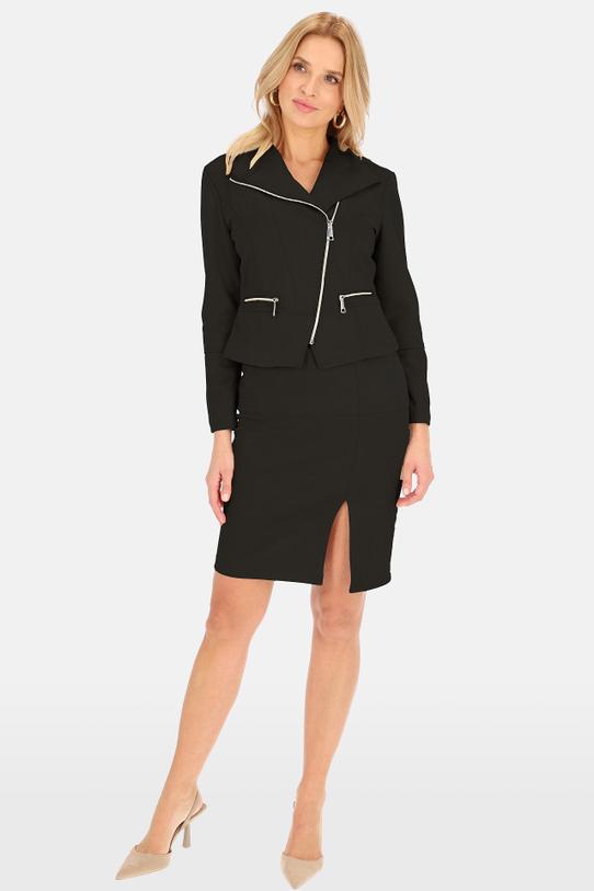 Wizualizacja Czarna wiosenna kurtka z ekologicznego zamszu