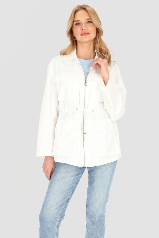 Wizualizacja Biała bawełniana kurtka ściągana w talii