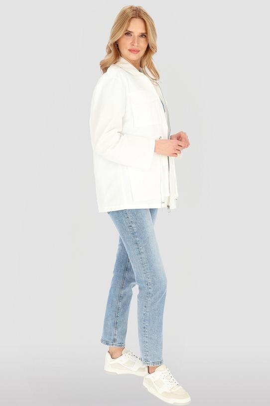 Biała bawełniana kurtka ściągana w talii - 2