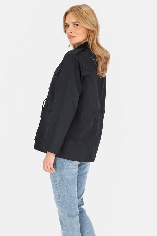 Ciemnogranatowa bawełniana kurtka ściągana w talii - 3