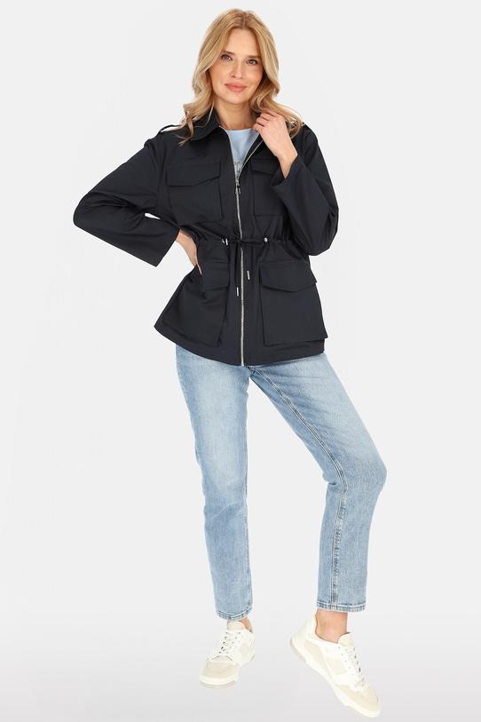 Wizualizacja Ciemnogranatowa bawełniana kurtka ściągana w talii