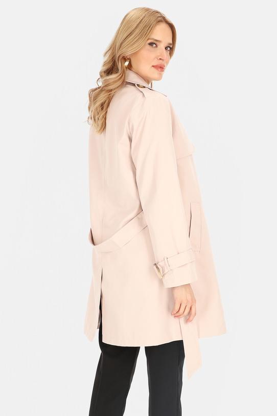 Krótki dwurzędowy trencz z paskiem i podszewką - 5