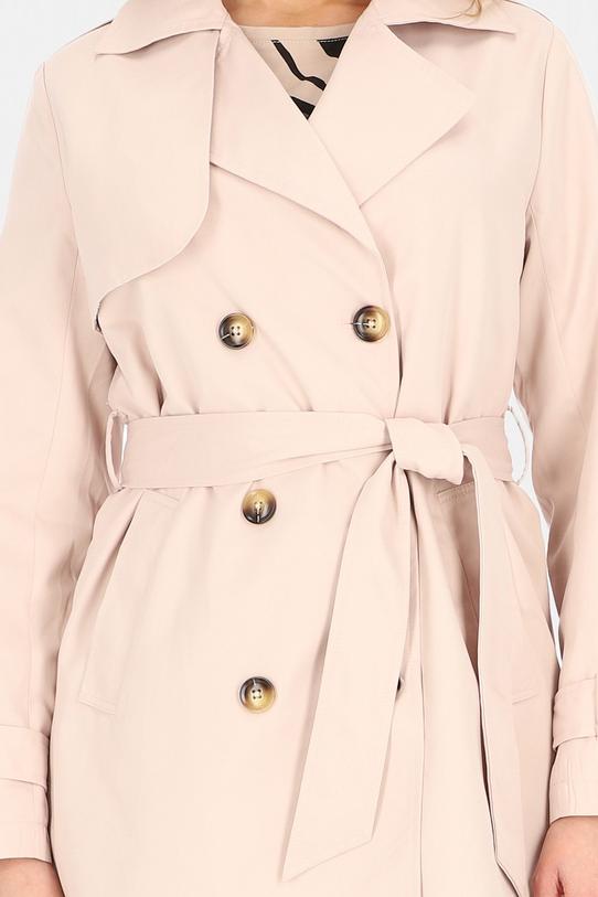 Krótki dwurzędowy trencz z paskiem i podszewką - 4