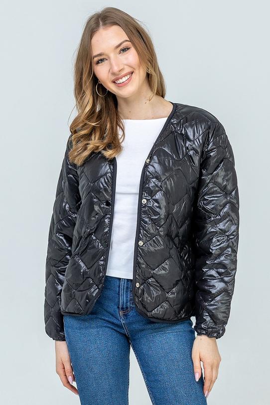Przejściowa kurtka z pikowanej czarnej tkaniny - 3