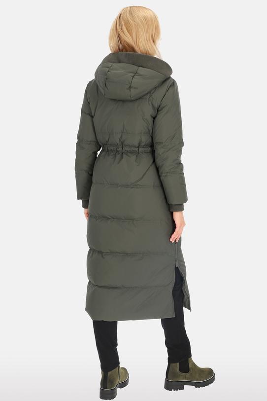 Kurtka khaki z kapturem i troczkami w talii