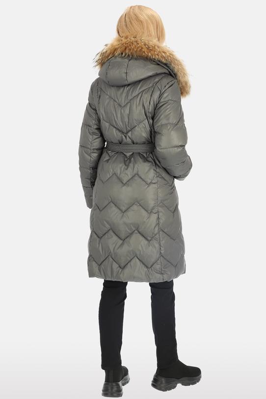 Puchowa kurtka khaki za kolano
