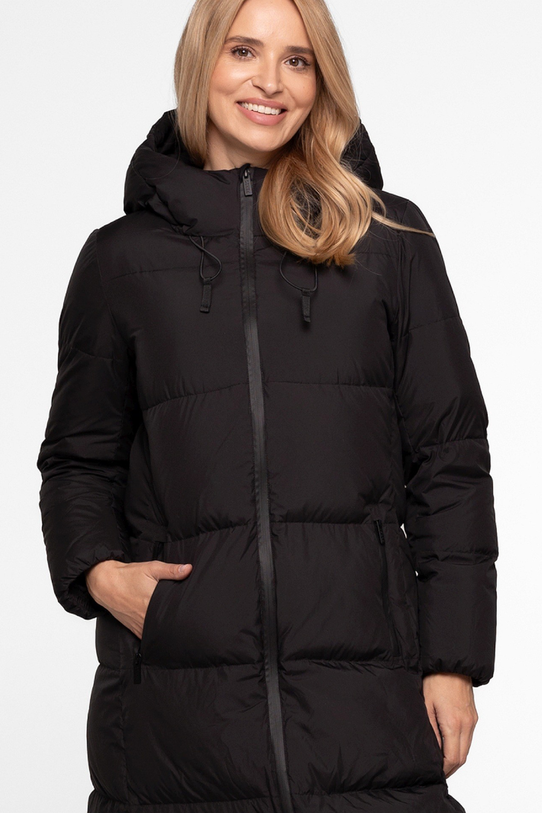 Płaszcz puchowy z kapturem w kolorze czarnym - 3