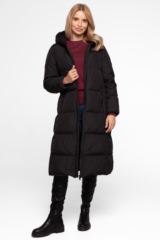 Płaszcz puchowy z kapturem w kolorze czarnym - 4