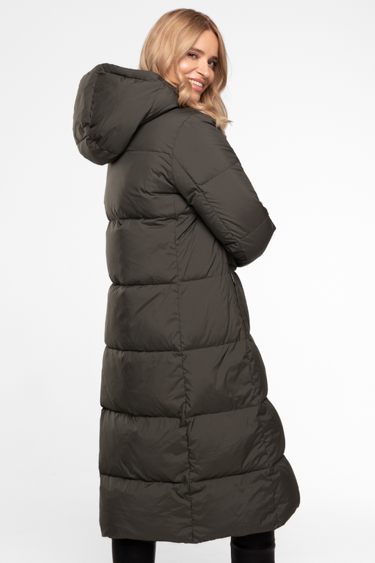 Płaszcz puchowy z kapturem w kolorze khaki - 2