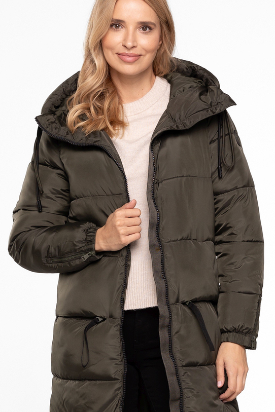 Prosta funkcjonalna kurtka zimowa w kolorze khaki - 5