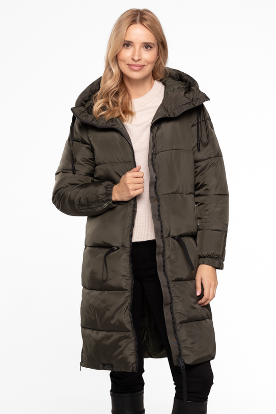 Prosta funkcjonalna kurtka zimowa w kolorze khaki - 4