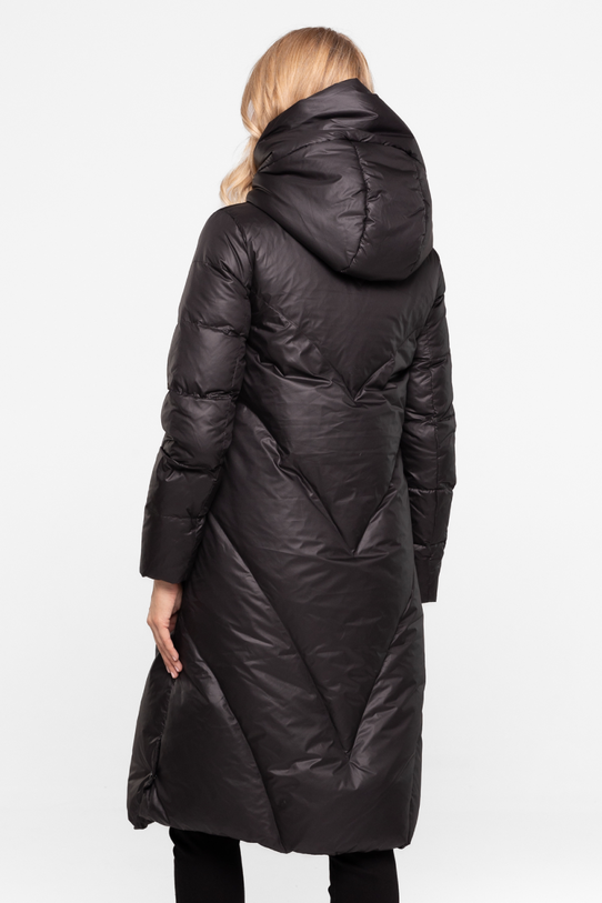 Zimowa czarna kurtka za kolano z naturalnym wypełnieniem - 5
