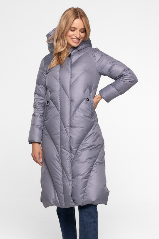 Zimowa stalowa kurtka za kolano z naturalnym ociepleniem - 2