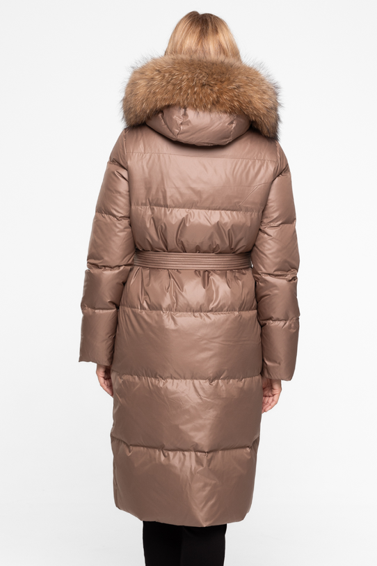 Puchowa długa kurtka w kolorze cappuccino - 4