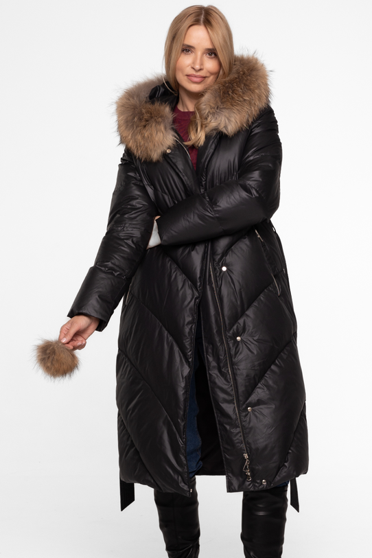 Puchowa długa kurtka w kolorze czarnym - 4