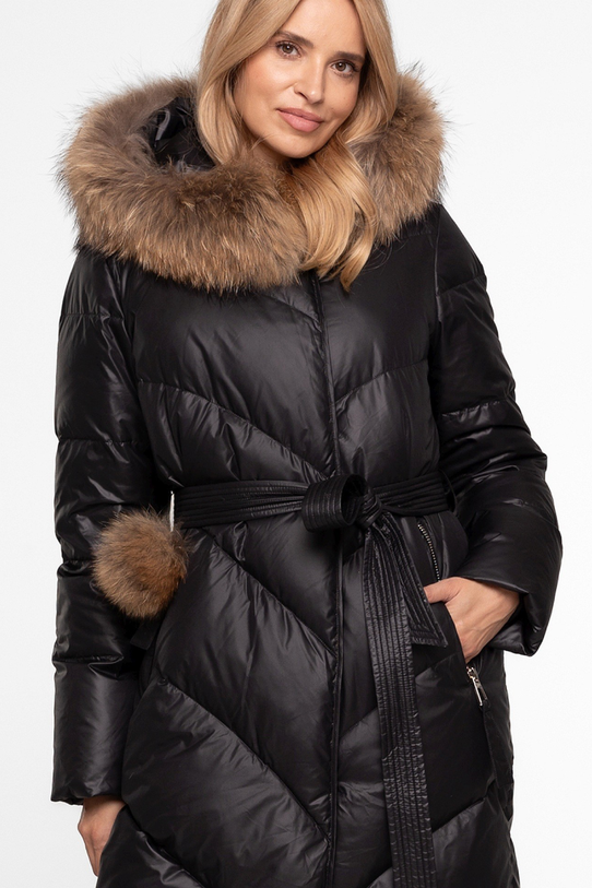 Puchowa długa kurtka w kolorze czarnym - 5