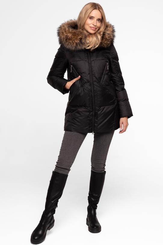 Wizualizacja Czarna krótka kurtka z naturalnym wypełnieniem